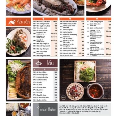 Thực đơn- Quán Ăn Hẻm Quán - 66 Hoàng Cầu
