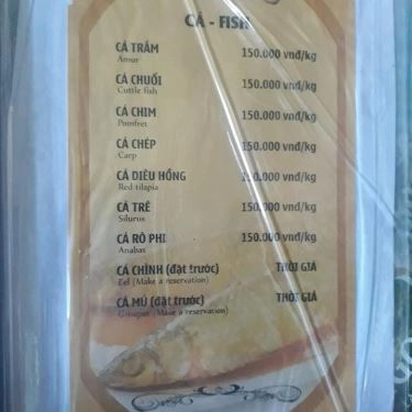Thực đơn- Quán Ăn Hồ Trên Núi - Đặc Sản Sơn Trà