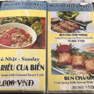 Thực đơn- Quán Ăn Hoa Đông Quán - Bún Chả