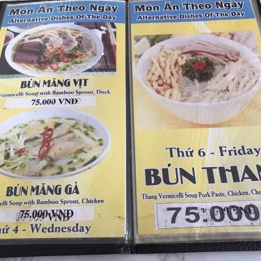 Thực đơn- Quán Ăn Hoa Đông Quán - Bún Chả