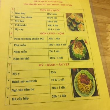 Thực đơn- Quán Ăn Hoa Mai - Đồ Ăn Vặt
