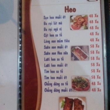 Thực đơn- Quán Ăn Hoa Sữa Quán - Nướng & Lẩu