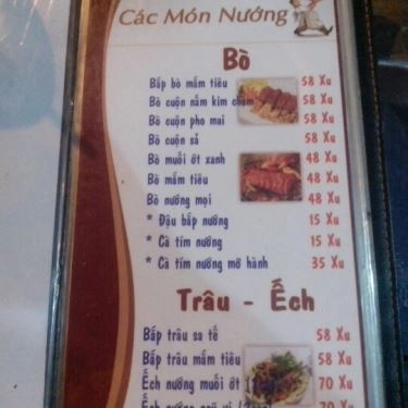 Thực đơn- Quán Ăn Hoa Sữa Quán - Nướng & Lẩu