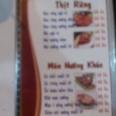 Thực đơn- Quán Ăn Hoa Sữa Quán - Nướng & Lẩu
