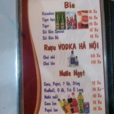 Thực đơn- Quán Ăn Hoa Sữa Quán - Nướng & Lẩu