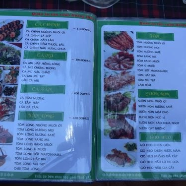 Thực đơn- Quán Ăn Hoàng Hiếu - Các Món Gà