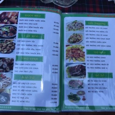 Thực đơn- Quán Ăn Hoàng Hiếu - Các Món Gà