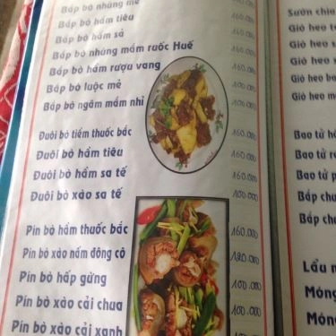 Thực đơn- Quán Ăn Hoàng Ty - Đặc Sản Trảng Bàng - Bình Quới