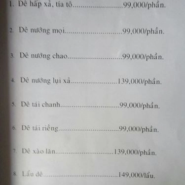 Thực đơn- Quán Ăn Hoa Ban Quán - Đặc Sản Heo Tộc
