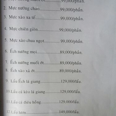 Thực đơn- Quán Ăn Hoa Ban Quán - Đặc Sản Heo Tộc