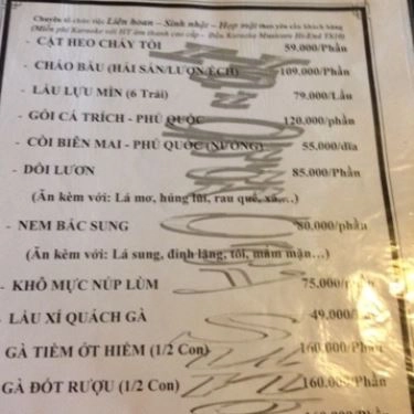 Thực đơn- Quán Ăn Hội Quán Cây Sung