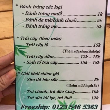 Thực đơn- Quán Ăn Hội Quán Refresh - F5