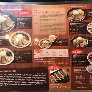 Thực đơn- Nhà Hàng Hokkaido Ramen Oyama - Xuân Diệu