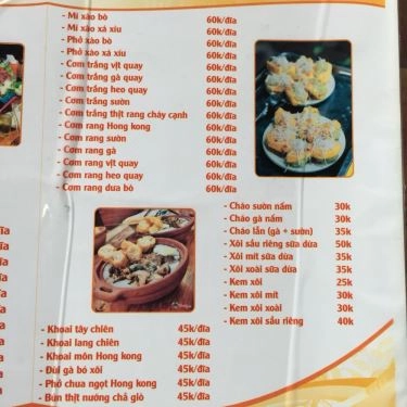 Thực đơn- Quán Ăn Hồng Kông Quán - Tô Hiến Thành