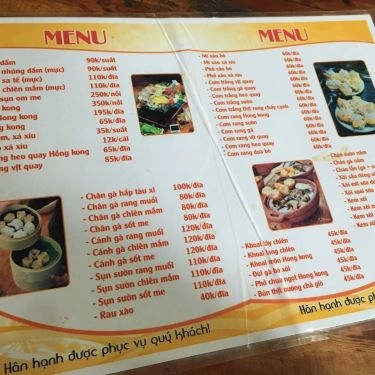 Thực đơn- Quán Ăn Hồng Kông Quán - Tô Hiến Thành