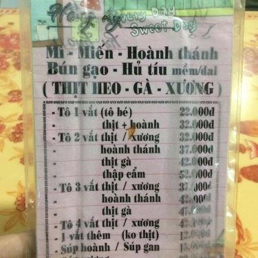 Thực đơn- Nhà Hàng Hồng Ký - Mì Chú Lương