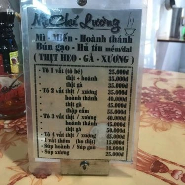 Thực đơn- Nhà Hàng Hồng Ký - Mì Chú Lương