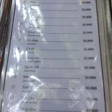 Thực đơn- Quán Ăn Hồng Phát Cafe - Không Gian Sân Vườn