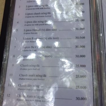 Thực đơn- Quán Ăn Hồng Phát Cafe - Không Gian Sân Vườn