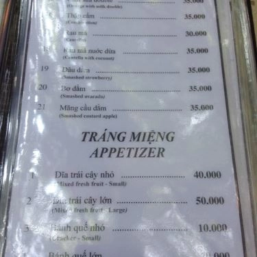 Thực đơn- Quán Ăn Hồng Phát Cafe - Không Gian Sân Vườn