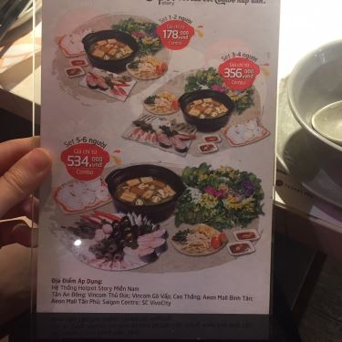 Thực đơn- Nhà Hàng Hotpot Story - Aeon Mall Bình Tân