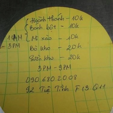 Thực đơn- Quán Ăn Hủ Tiếu & Bò Kho - Tuệ Tĩnh