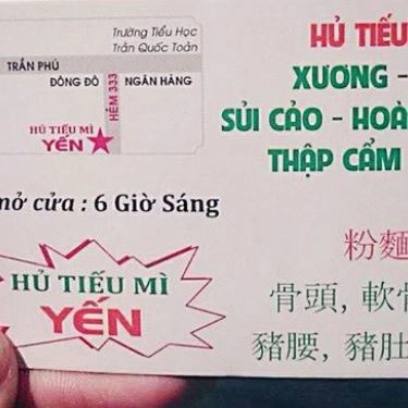 Thực đơn- Quán Ăn Yến - Hủ Tiếu Mì Xương Sụn