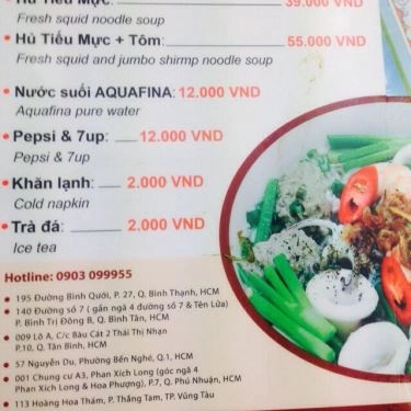 Thực đơn- Quán Ăn Hủ Tiếu Mực Ông Già Cali - Đường Số 7