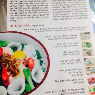 Thực đơn- Quán Ăn Hủ Tiếu Mực Ông Già Cali - Đường Số 7