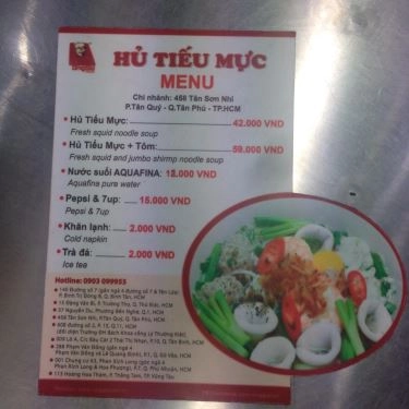 Thực đơn- Quán Ăn Hủ Tiếu Mực Ông Già Cali - Tân Sơn Nhì