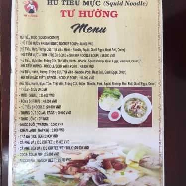 Thực đơn- Quán Ăn Hủ Tiếu Mực Tư Hường