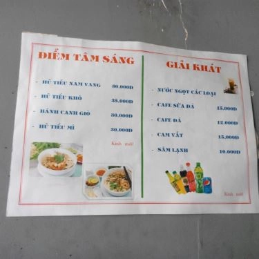 Thực đơn- Quán Ăn Cô Sang - Hủ Tiếu Nam Vang