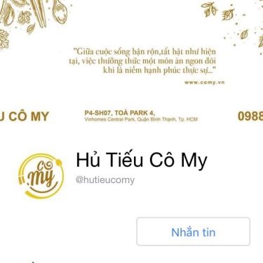 Thực đơn- Nhà Hàng Hủ Tiếu Cô My - Vinhomes Central Park