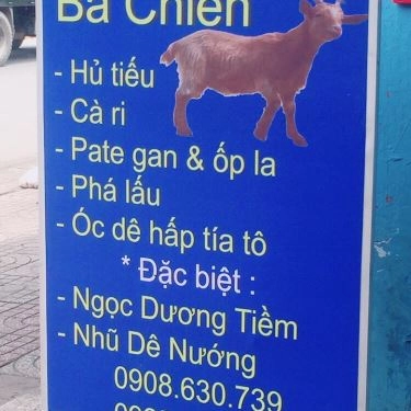 Thực đơn- Quán Ăn Ba Chiến - Hủ Tiếu & Lẩu Dê