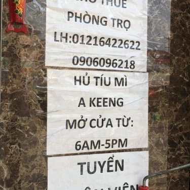Thực đơn- Quán Ăn A Keeng 2 - Hủ Tiếu, Bún & Mì