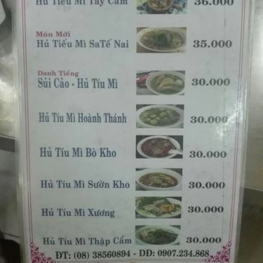 Thực đơn- Quán Ăn Hòa Ký - Hủ Tiiếu Mì Tay Cầm