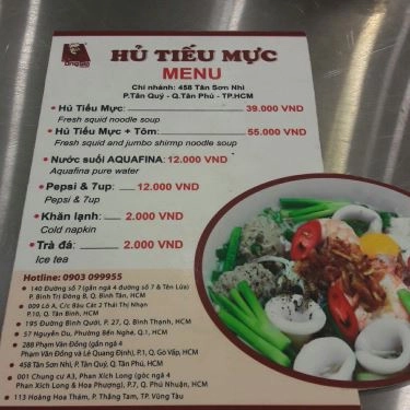 Thực đơn- Quán Ăn Hủ Tiếu Mực Ông Già Cali - Tân Sơn Nhì