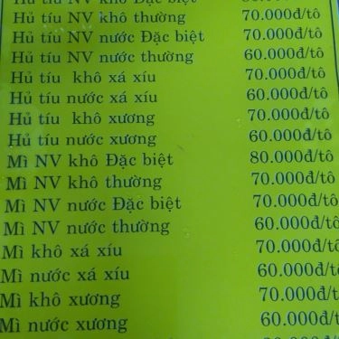 Thực đơn- Quán Ăn Hủ Tíu Nam Vang Quỳnh Anh - Lê Văn Sỹ