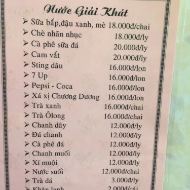 Thực đơn- Quán Ăn Hủ Tíu Nam Vang Quỳnh Anh - Lê Văn Sỹ