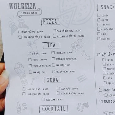 Thực đơn- Quán Ăn Hulkizza - Pizza & Bánh Mì In Town - Ngô Văn Sở
