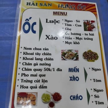 Thực đơn- Quán Ăn Hưng Ốc