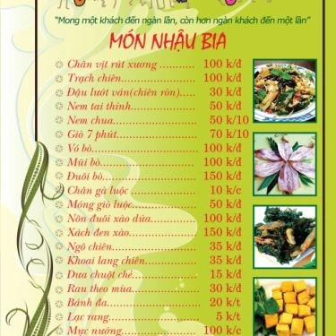 Thực đơn- Quán Ăn Hưng Phấn Quán - Lẩu Lòng Bò & Cơm Bình Dân