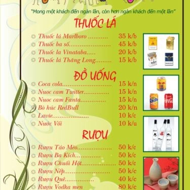 Thực đơn- Quán Ăn Hưng Phấn Quán - Lẩu Lòng Bò & Cơm Bình Dân