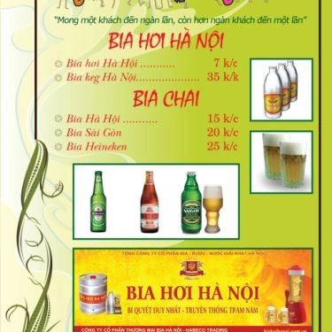 Thực đơn- Quán Ăn Hưng Phấn Quán - Lẩu Lòng Bò & Cơm Bình Dân