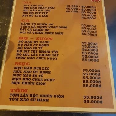 Thực đơn- Quán Ăn Hùng Phát - Hủ Tiếu Xào, Mì Xào Giòn & Cơm Chiên