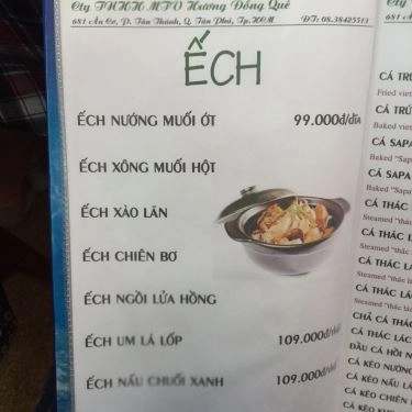Thực đơn- Quán Ăn Hương Đồng Quê