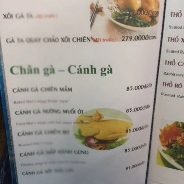 Thực đơn- Quán Ăn Hương Đồng Quê
