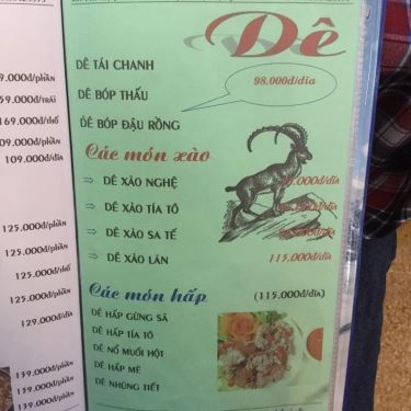 Thực đơn- Quán Ăn Hương Đồng Quê