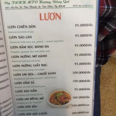 Thực đơn- Quán Ăn Hương Đồng Quê