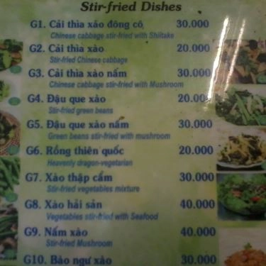 Thực đơn- Nhà Hàng Hương Khách - Ẩm Thực Chay